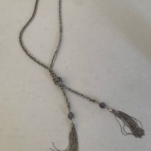 White House Black Market   / Elegant Silver Tassel Necklace